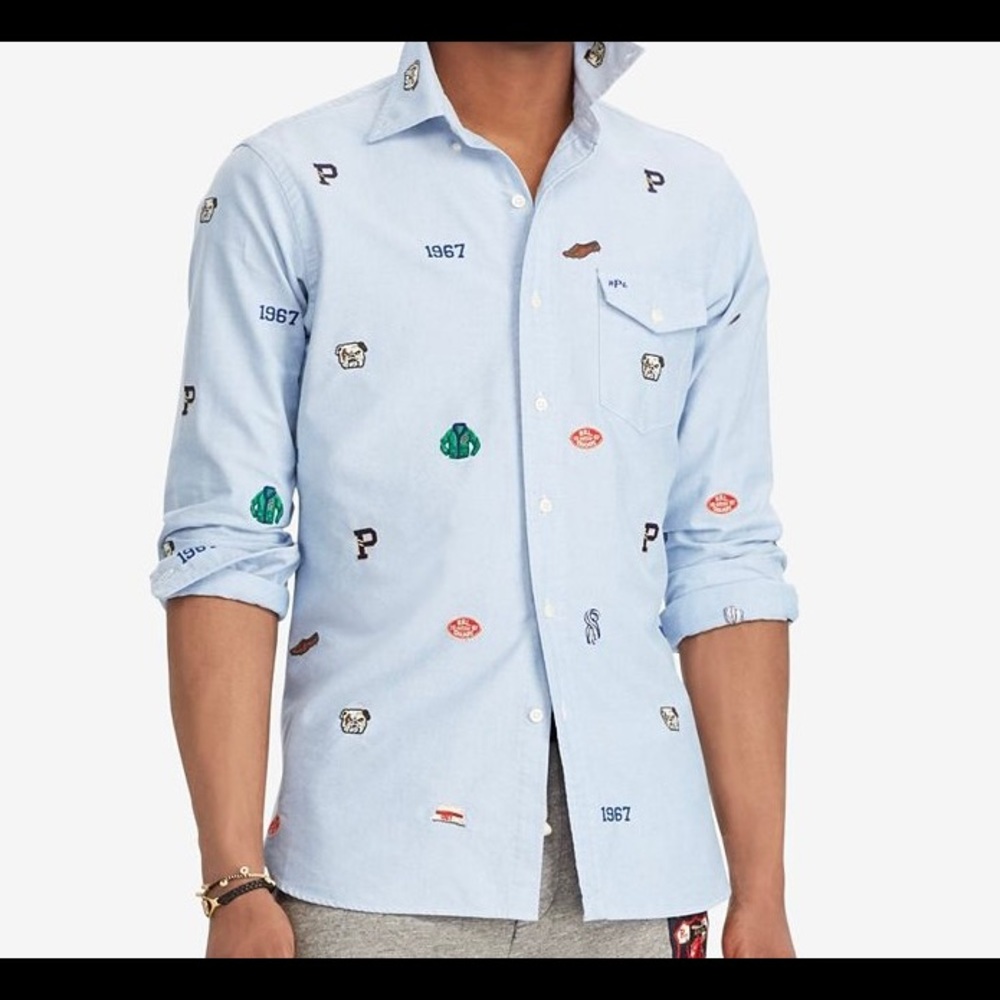 Embroidered collegiate cotton oxford button-down shirt from Polo Ralph Lauren